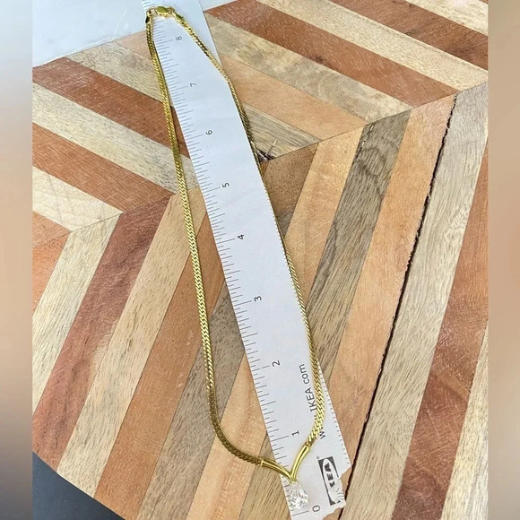 Vintage - Goldtone Teardrop Diamond Crystal Necklace - Picture 3 of 6